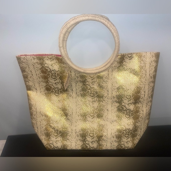 Magid Handbags - Elegant Gold Snake Print Tote Bag